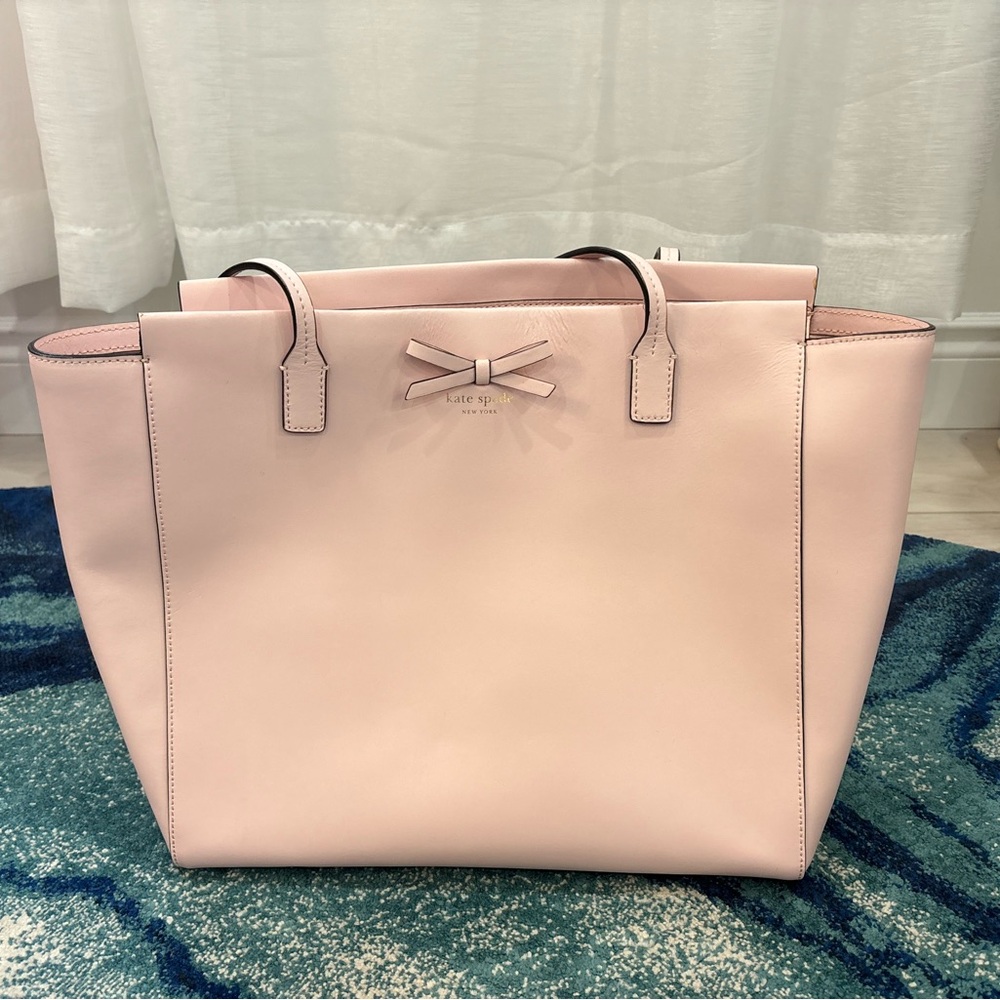 Baby Pink Large Leather Purse with Bow - Kate Spade